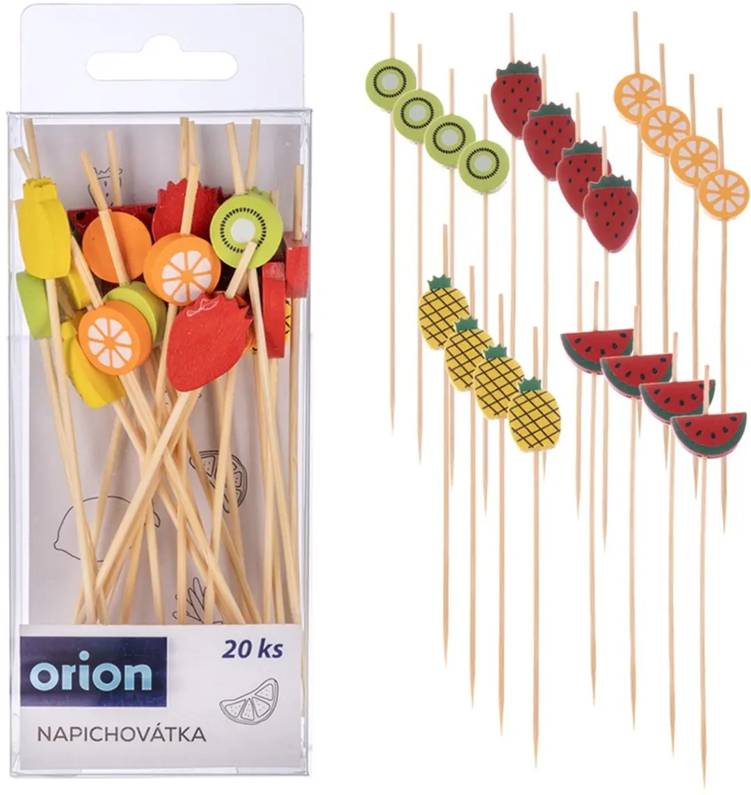 Orion Cocktailprikkers Bamboe Fruit - 20 Stuks - Veelkleurig