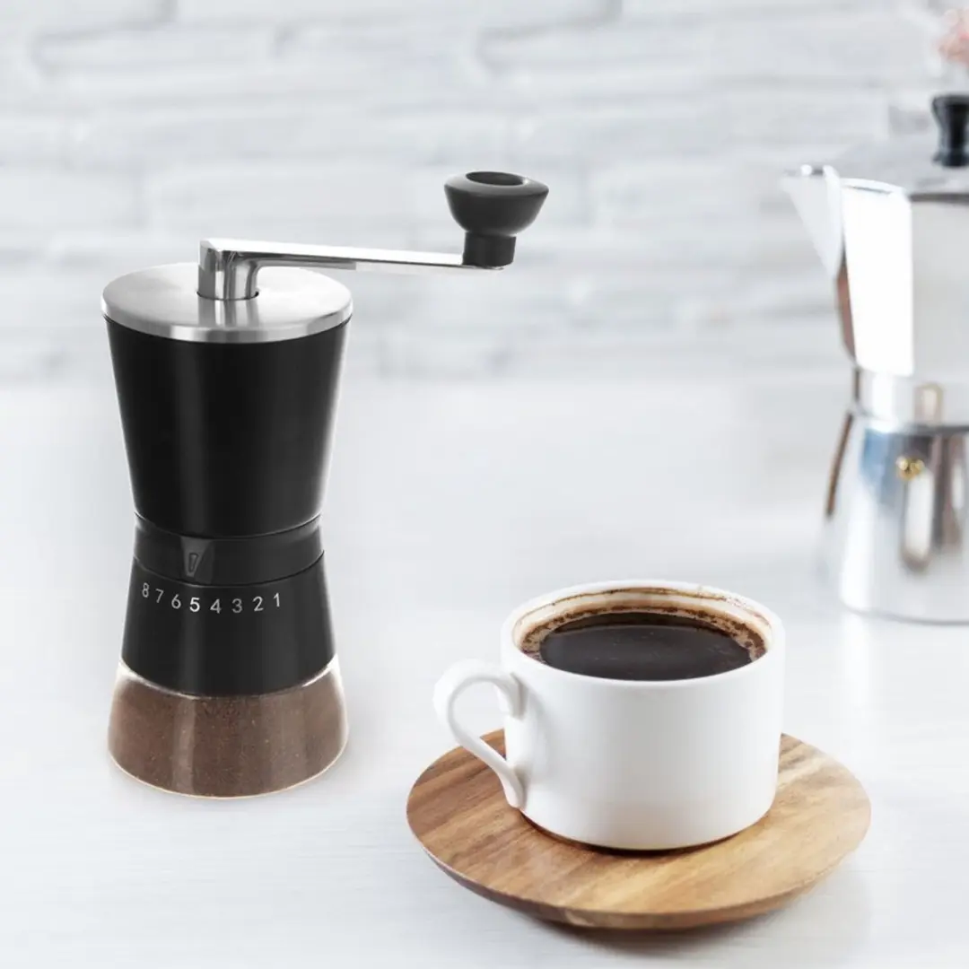 Orion Stalen Koffiemolen Handmatig - 21 cm - Zwart
