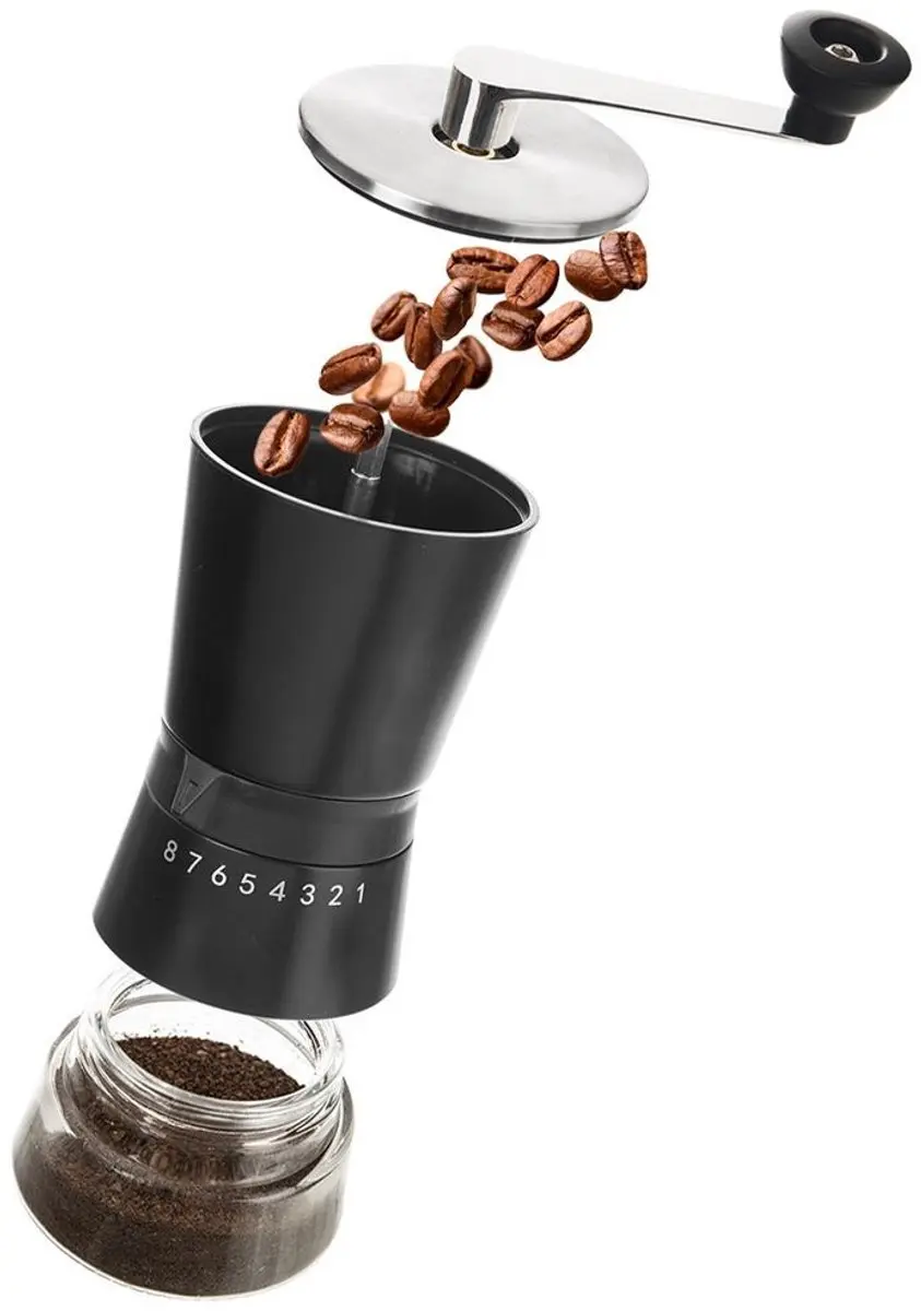 Orion Stalen Koffiemolen Handmatig - 21 cm - Zwart