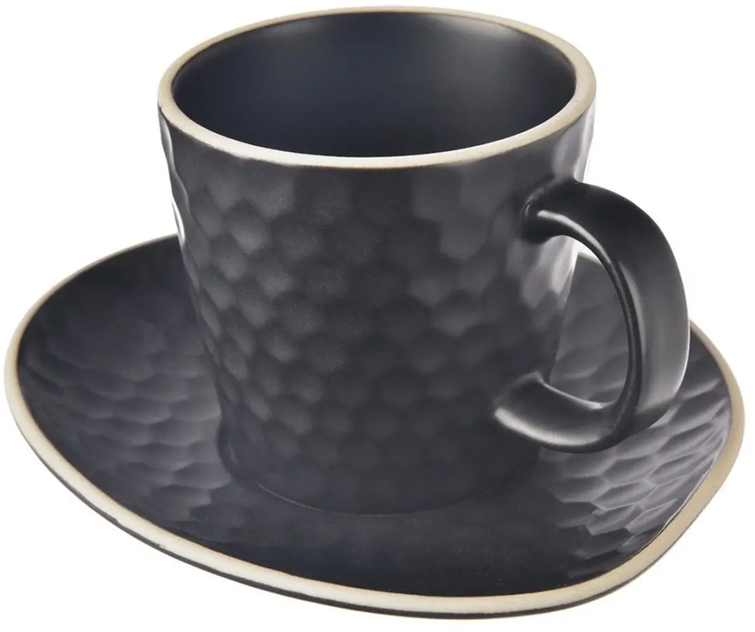 Orion Tea Time Serie Keramische Kop & Schotel 235ml - Zwart