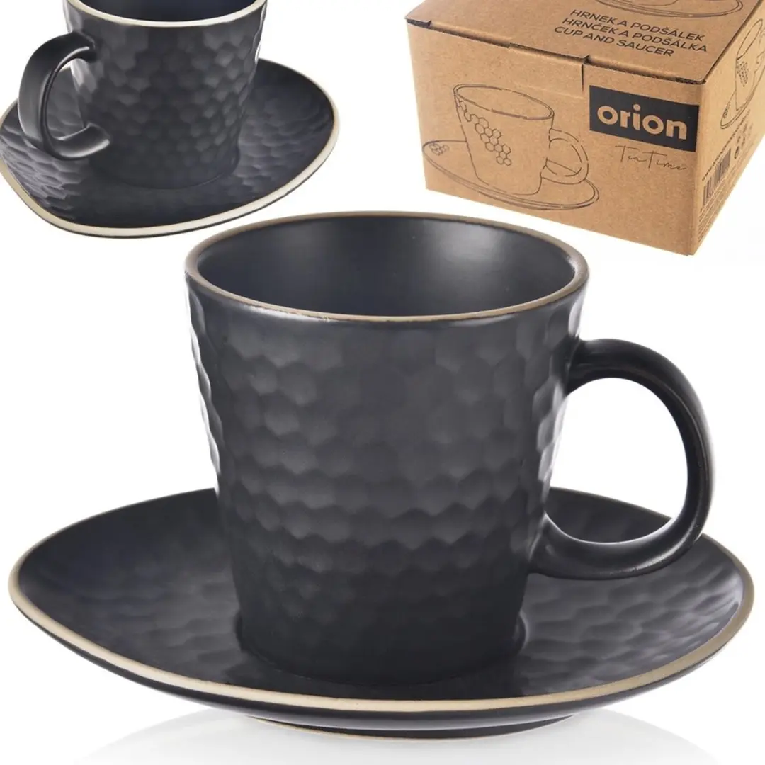 Orion Tea Time Serie Keramische Kop & Schotel 235ml - Zwart