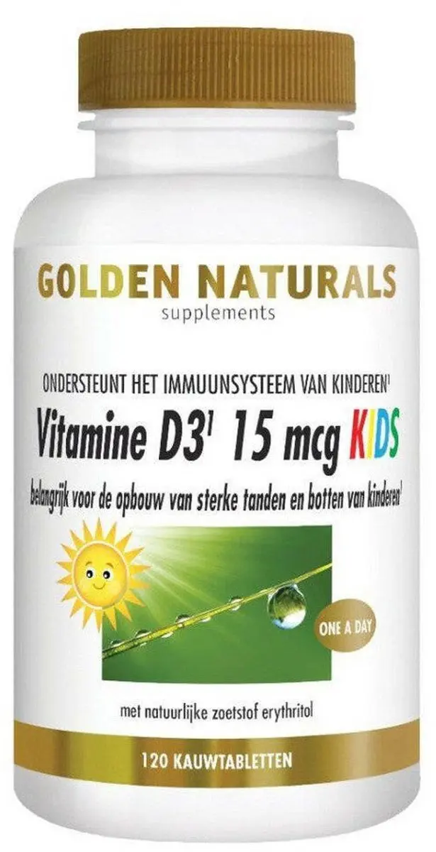 Golden Naturals Vitamine D3 15 mcg Kids - 120 Kauwtabletten