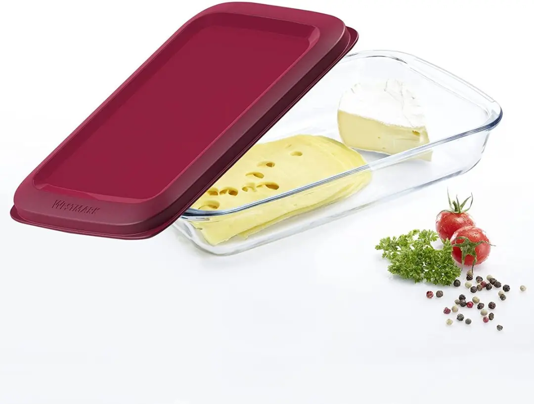 Westmark Glazen Voedselbewaardoos 1000ml - Rood/Transparant