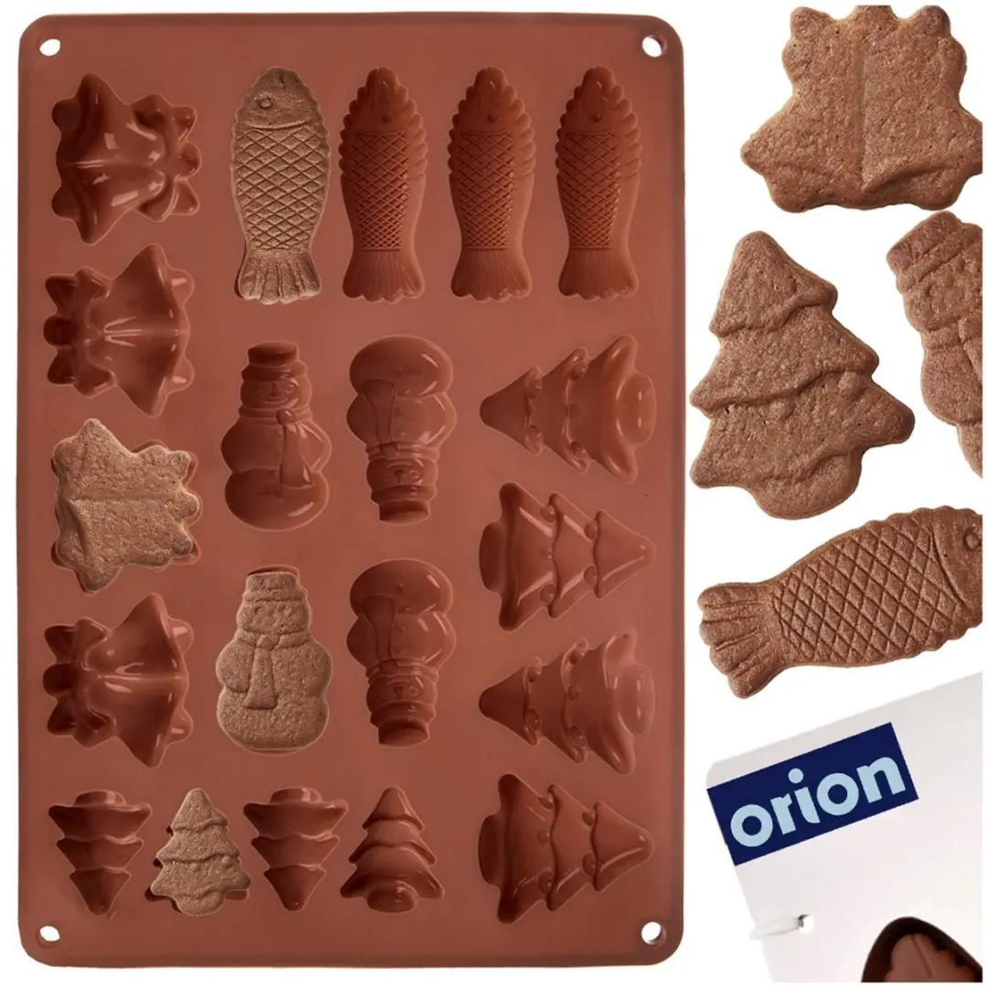 Orion Silicone Koekjes- en Pralinevorm 34x24,5cm - Bruin