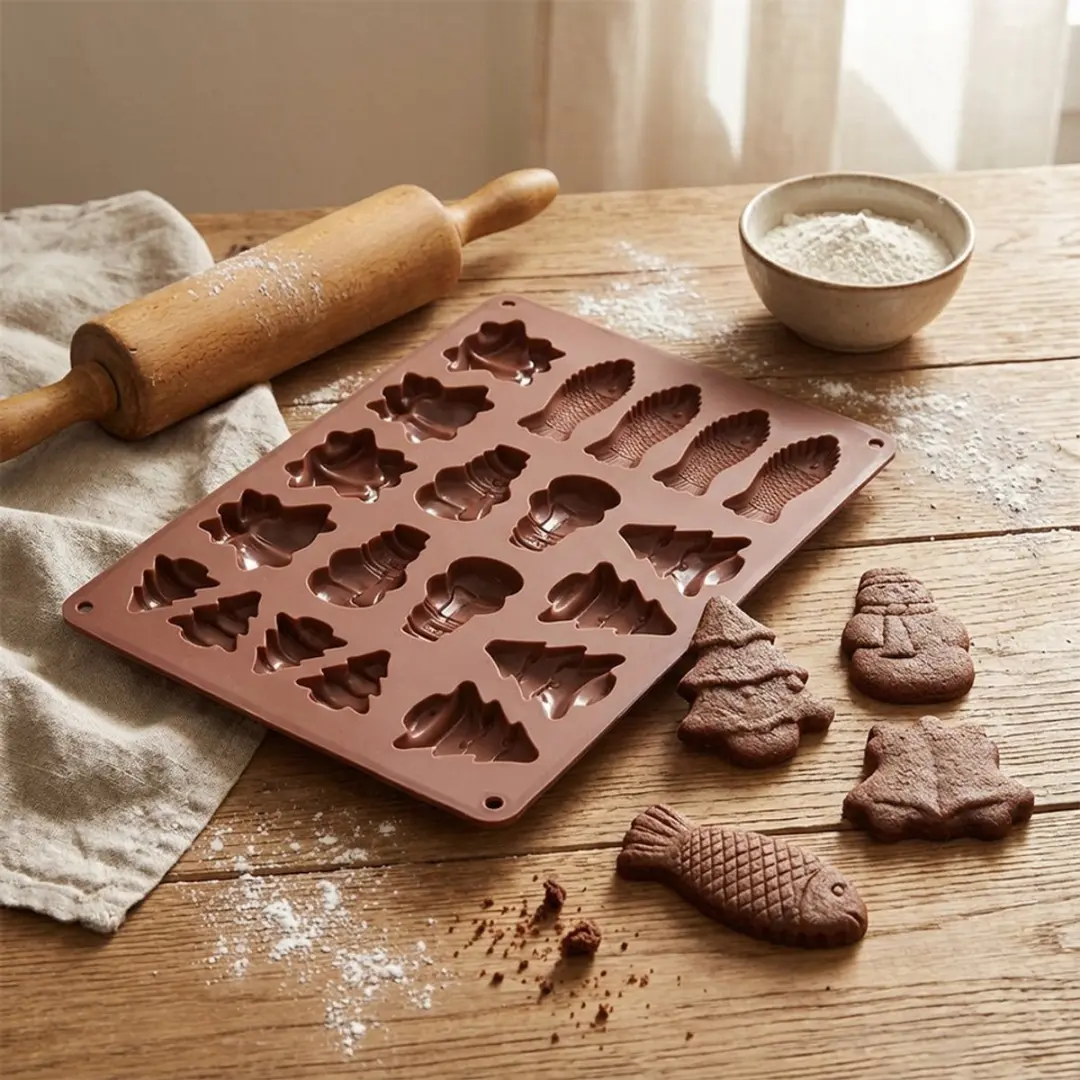 Orion Silicone Koekjes- en Pralinevorm 34x24,5cm - Bruin