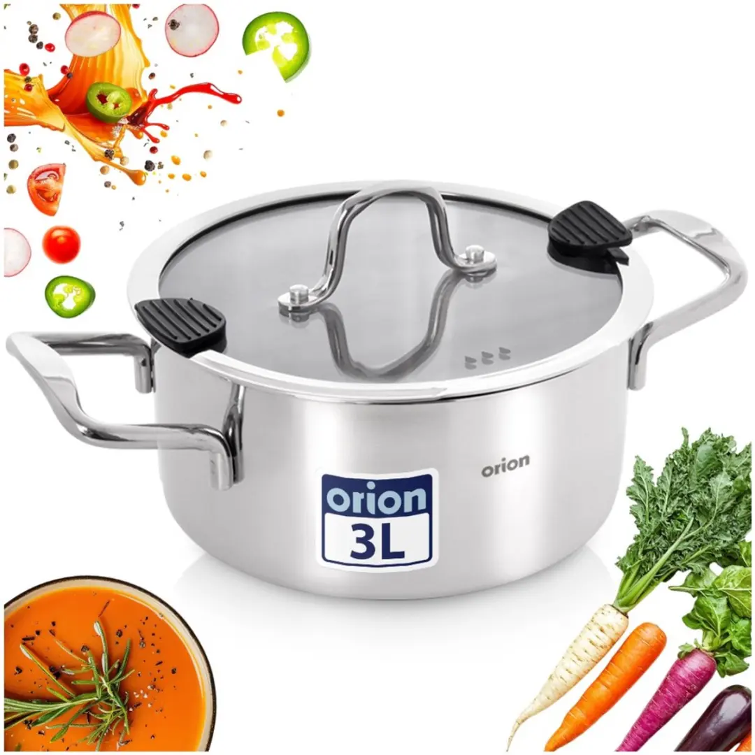 Orion Kookpan 20cm 3L - Edelstalen soeppan met deksel