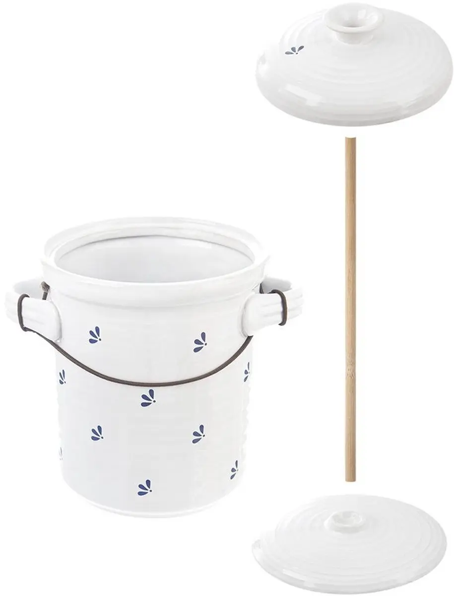 Orion Keramische Inmaakpot 2,5L - Witte en Blauwe Motief
