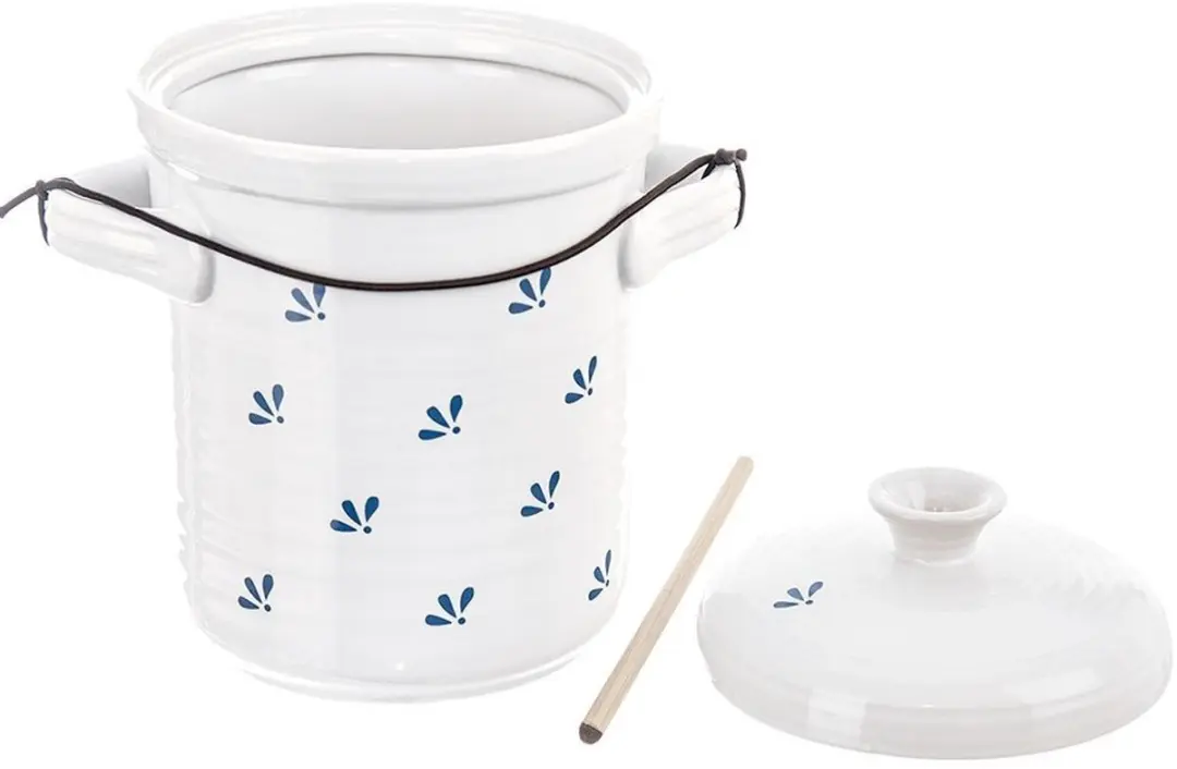 Orion Keramische Inmaakpot 2,5L - Witte en Blauwe Motief