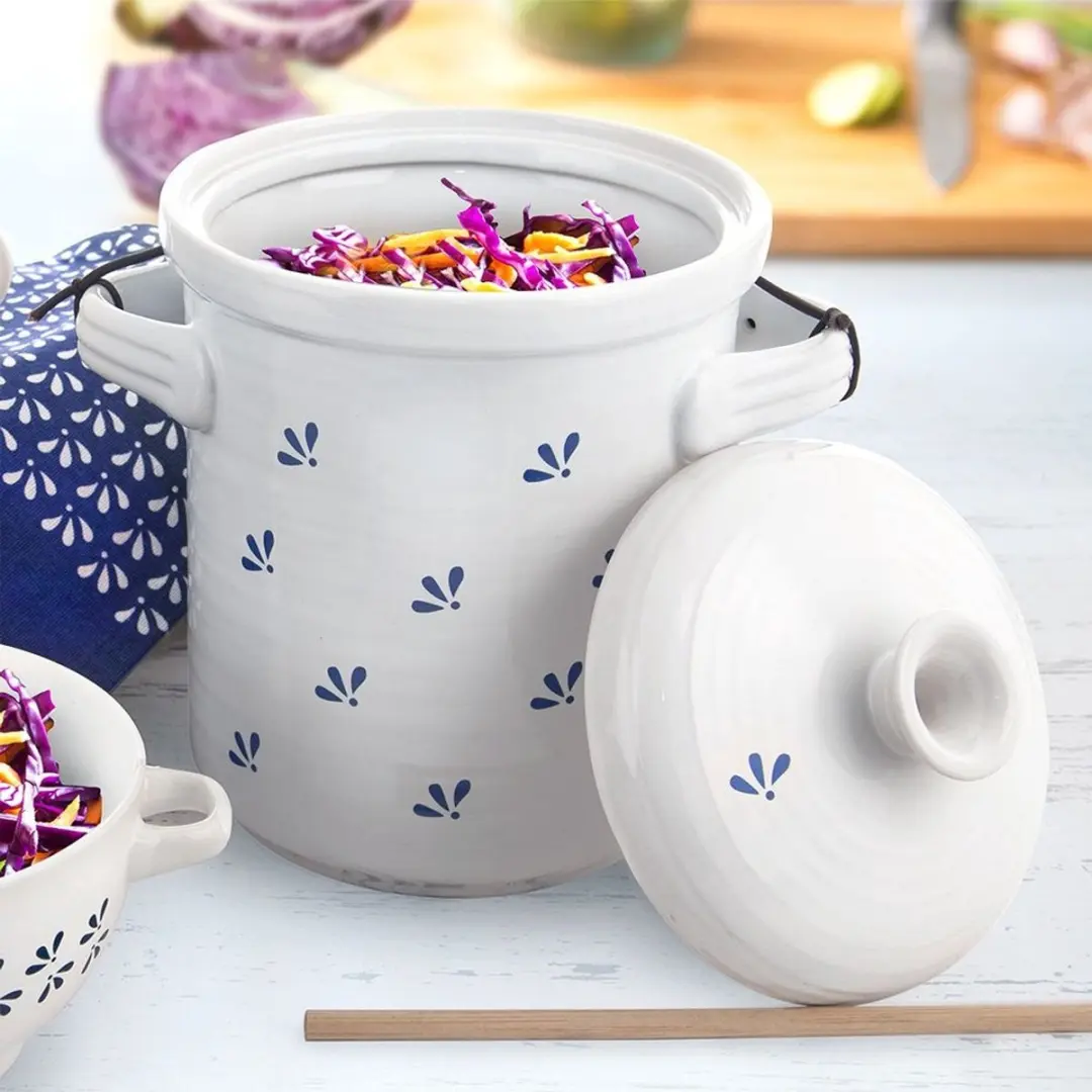 Orion Keramische Inmaakpot 2,5L - Witte en Blauwe Motief
