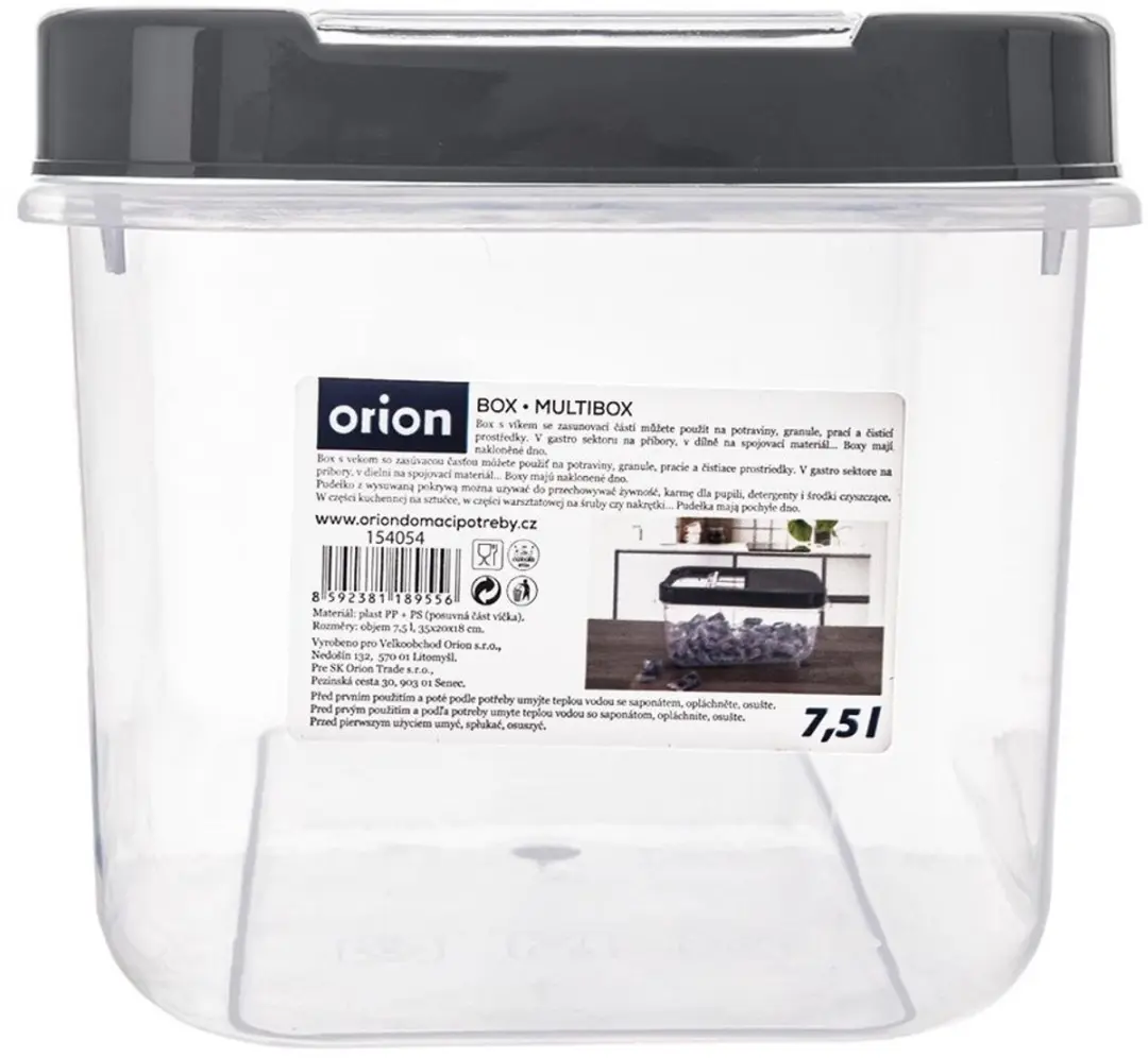 Orion Opslagcontainer 7,5L Grijs - BPA-vrij