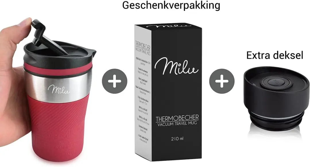Milu Thermosbeker 210ml - Rood - Vaatwasserveilig - afbeelding 6 van 6