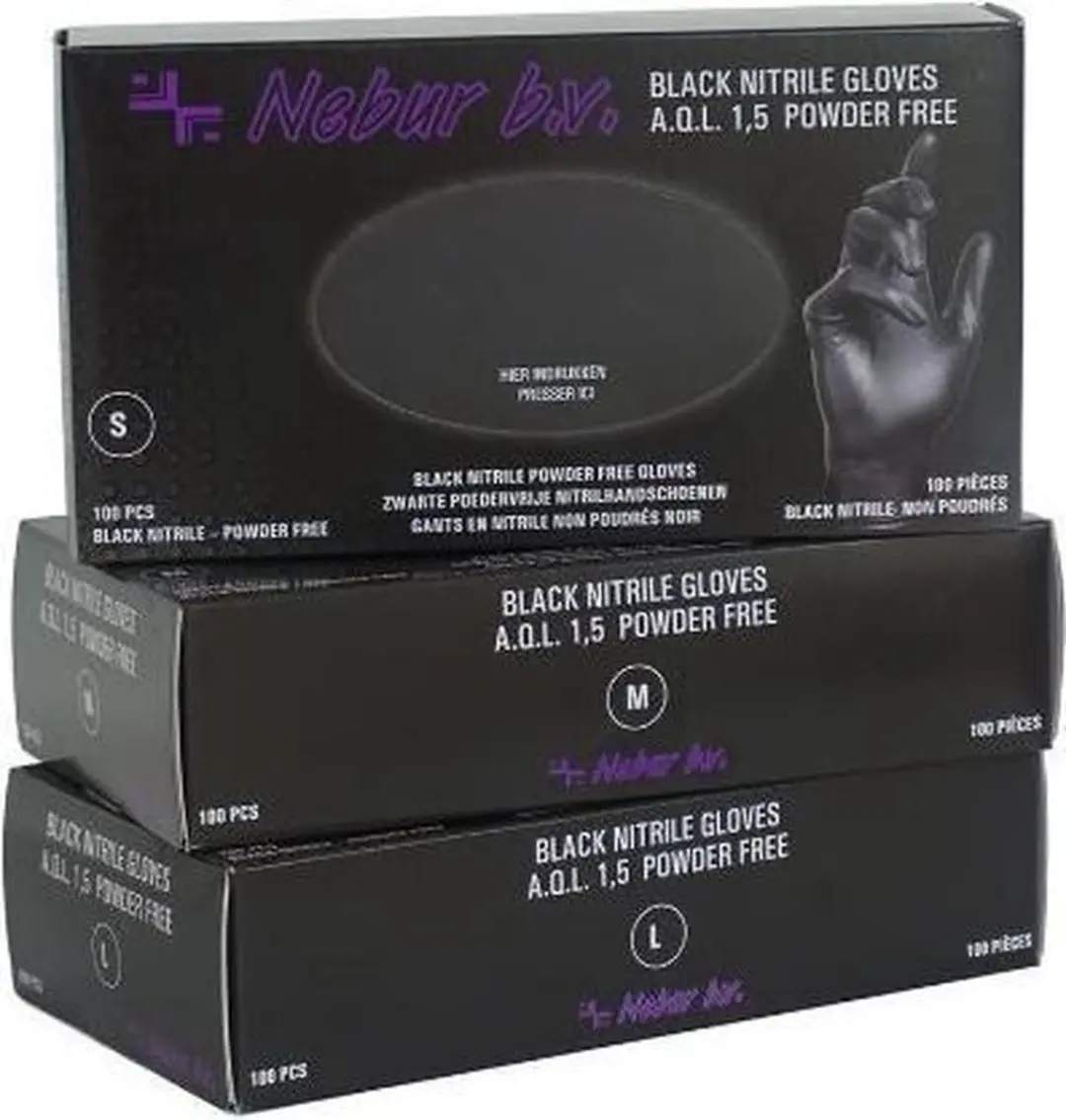 3Deluxe Nitril Handschoenen M - 100 Stuks - Zwart