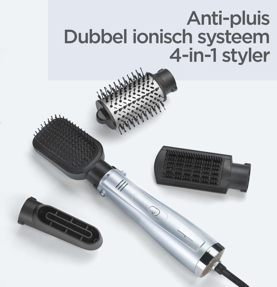 BaByliss Hydro Fusion 4 in 1 Föhnborstel AS774E - 1000W - Dubbel ionisch systeem - Multistyler met 4 opzetkoppen - Coolshot