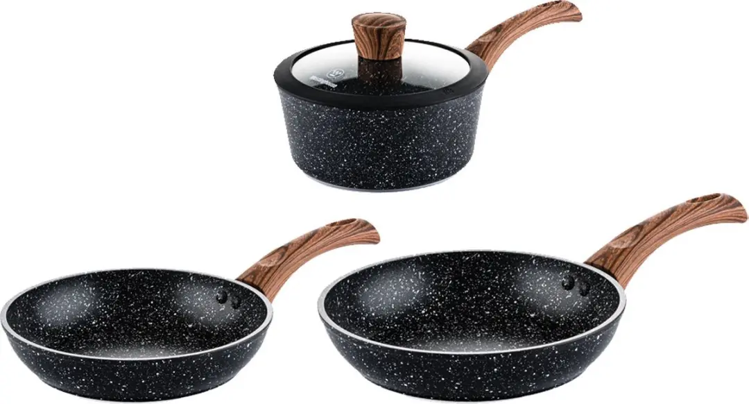 Westinghouse 3-delige Pannenset Black Marble Wood