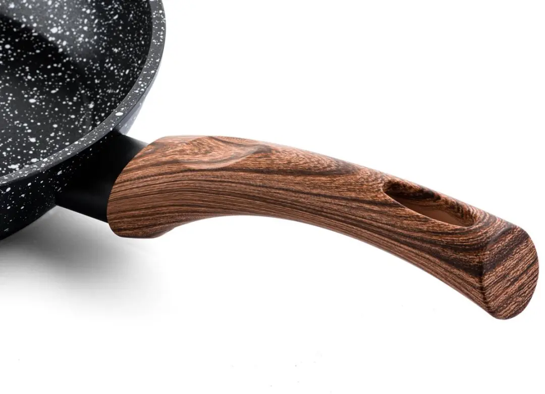 Westinghouse 3-delige Pannenset Black Marble Wood - 28/30cm Koekenpannen + 18cm Steelpan