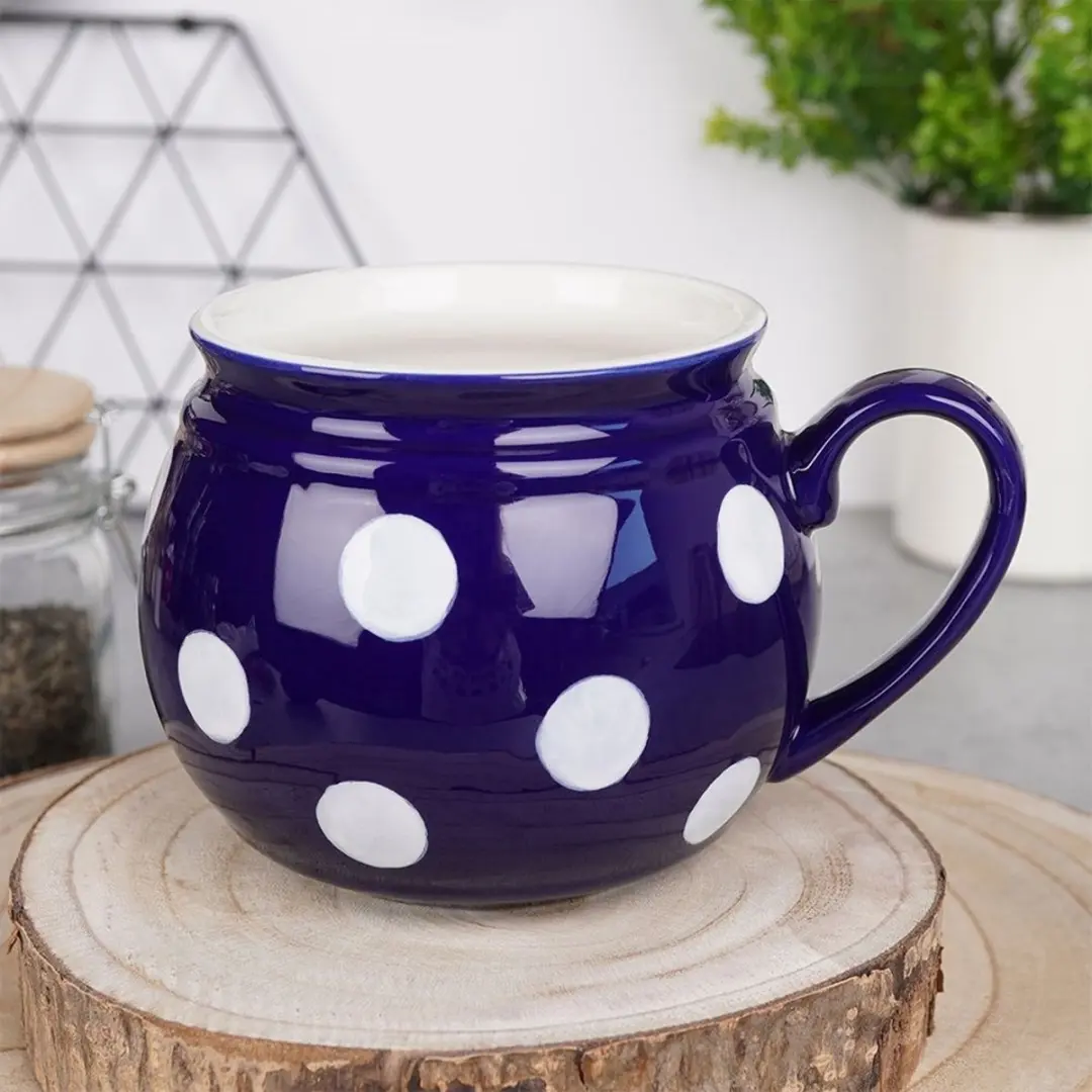 Orion Keramische Mok - 850ml - Blauw met stippen