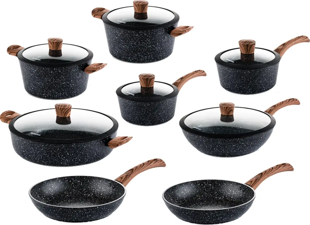Westinghouse 8-delige Pannenset Black Marble Wood