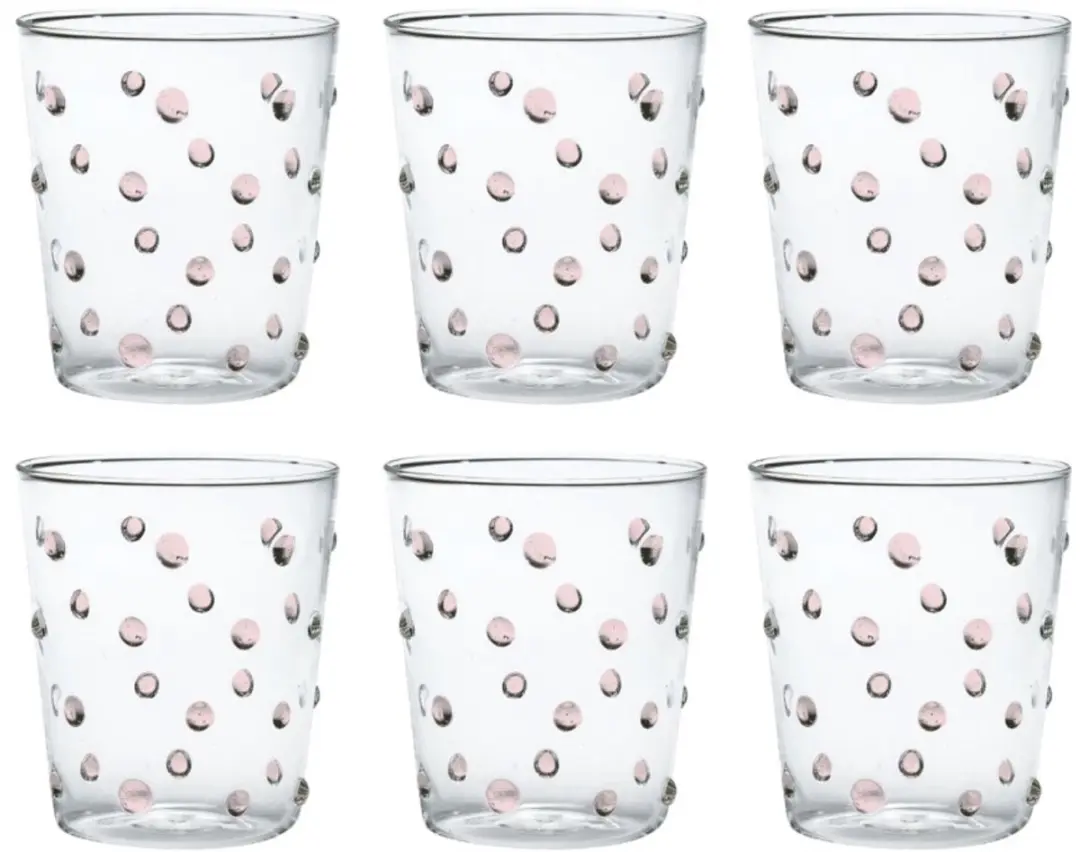 Zafferano Party Waterglazen Roze - 6 Stuks