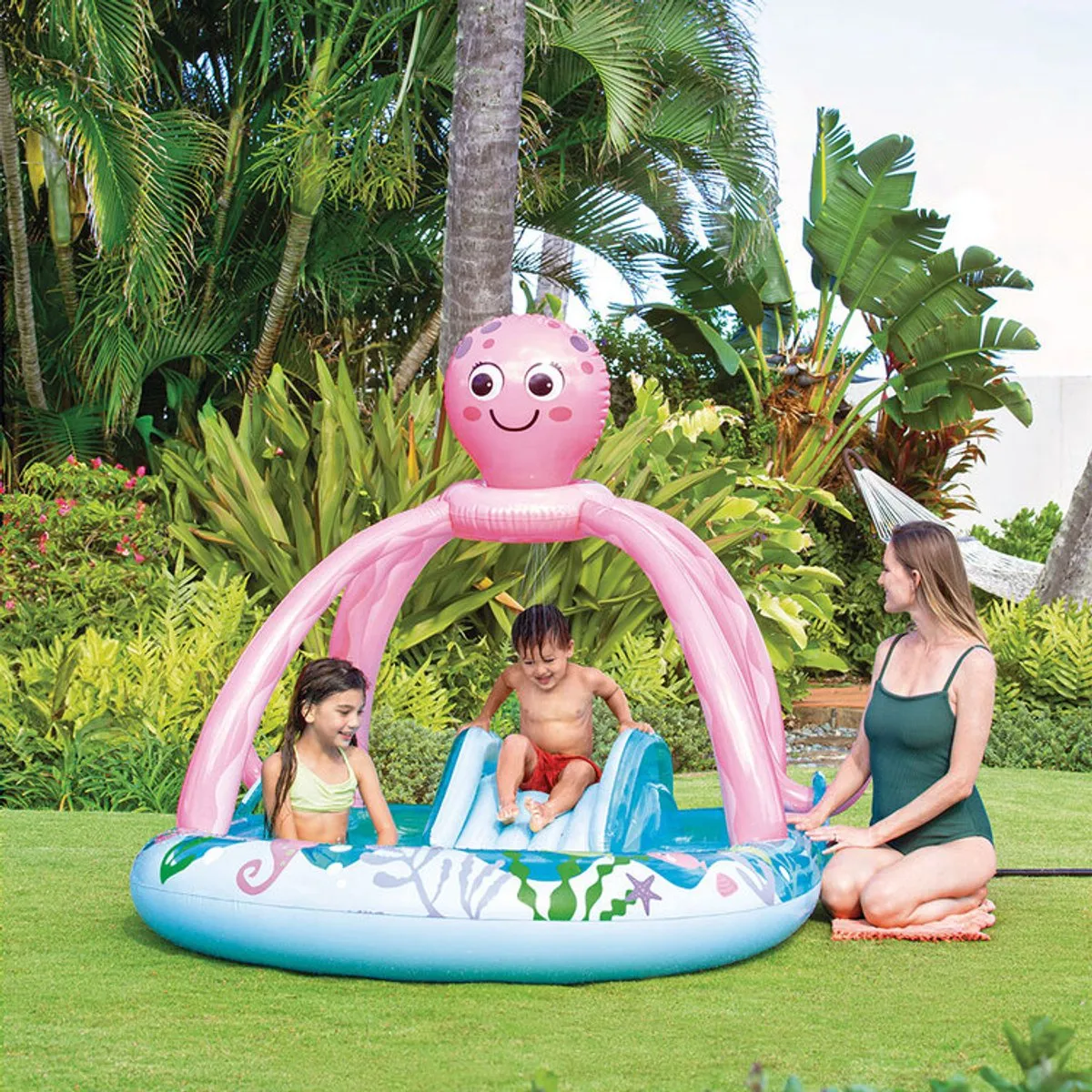 Intex Vriendelijke Octopus Opblaasbaar Zwembad 234x183x150cm - 229L - Blauw