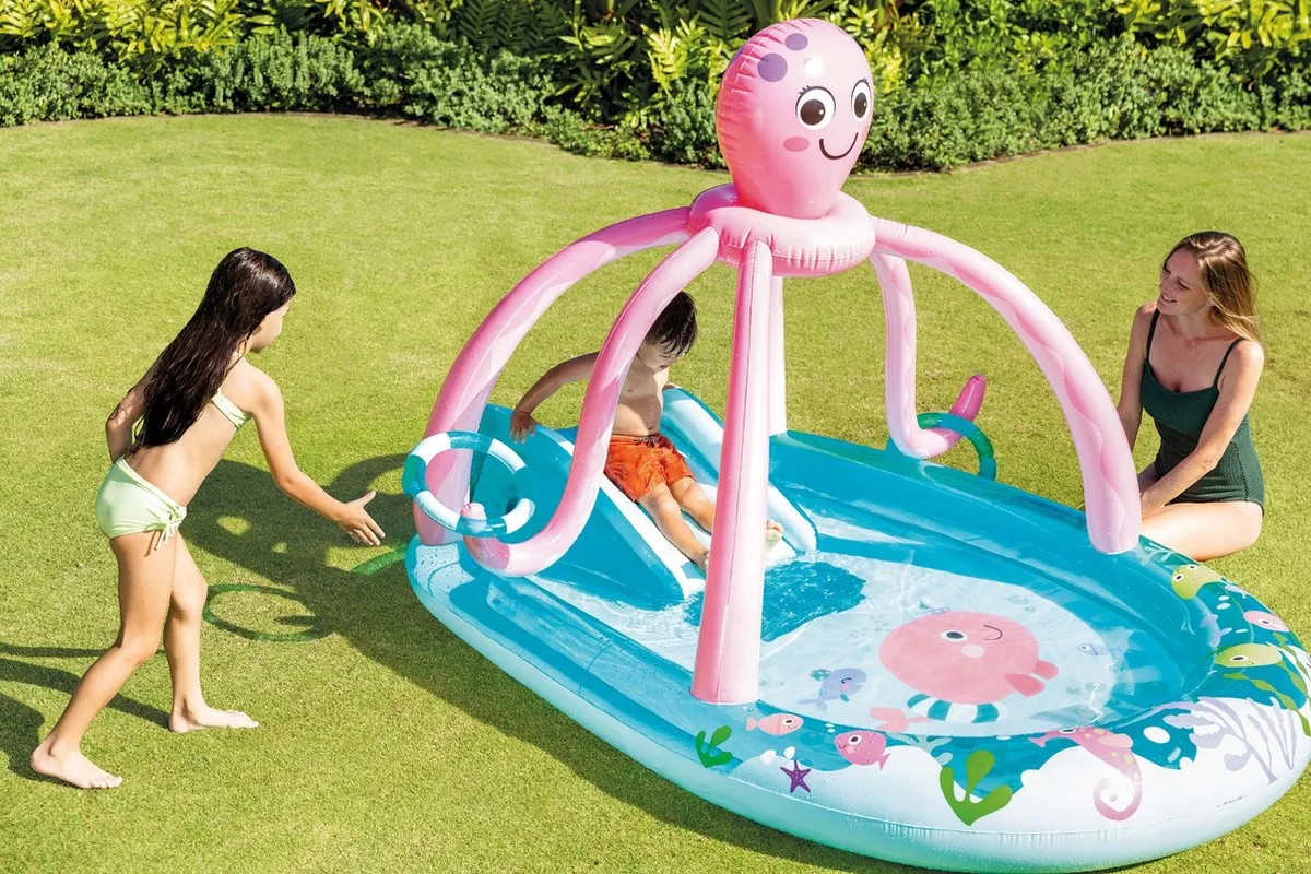 Intex Vriendelijke Octopus Opblaasbaar Zwembad 234x183x150cm - 229L - Blauw