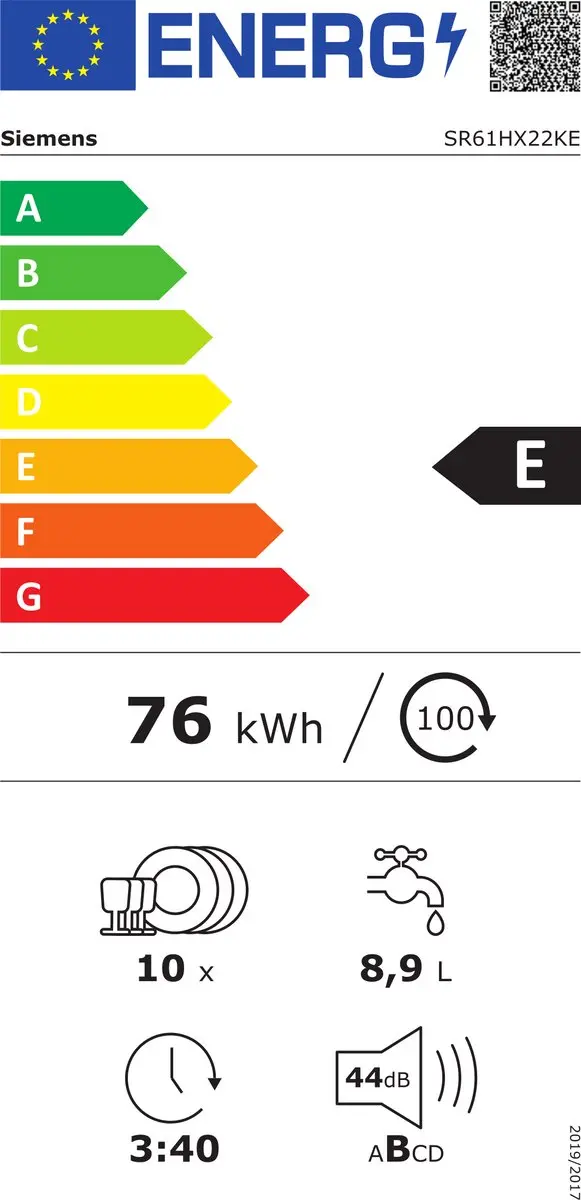 Siemens iQ100 SR61HX22KE Inbouw Vaatwasser 10 Couverts - Grijs