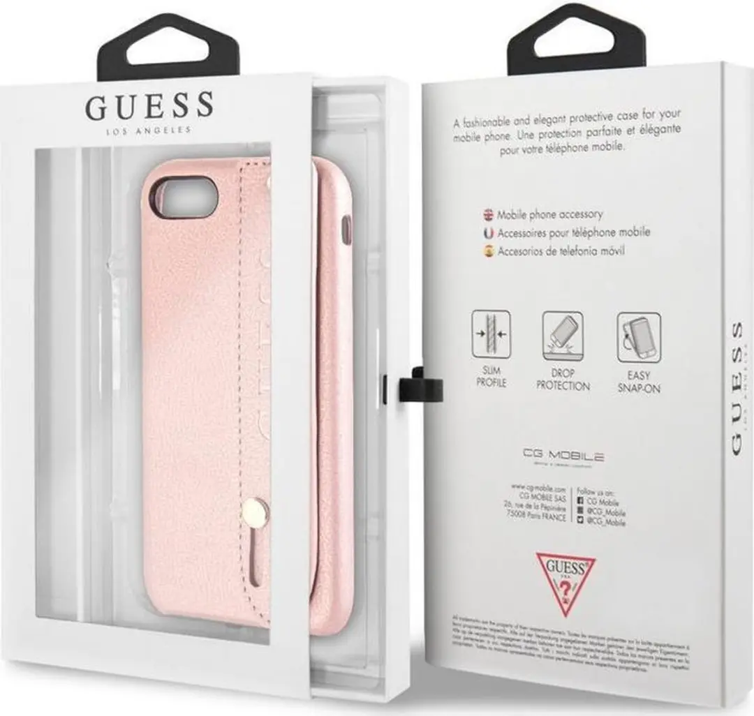 GUESS Saffiano Strap Hard Case - iPhone 8 Roségoud