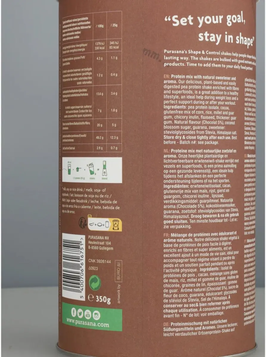 Purasana Shape & Control Chocolade 350g