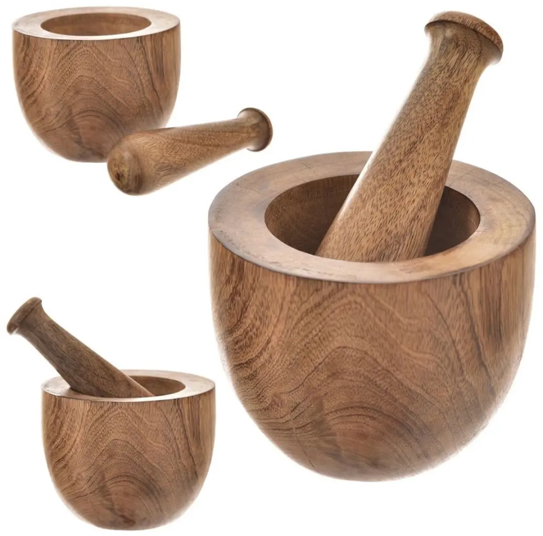 Orion Houten Vijzel Mangohout 13,5x10,5cm - 2 Stuks