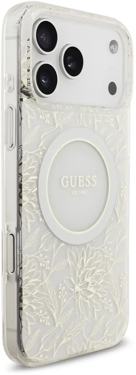 GUESS IML Flowers Allover iPhone 17 Pro Max Hoesje - Wit