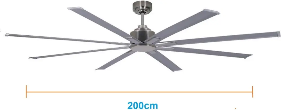 Freelight The Gigant Zilver Plafondventilator 200cm - 48W - 6 standen