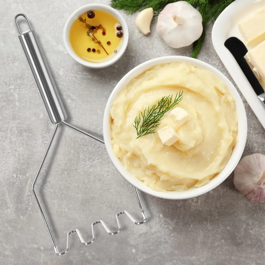 Orion Roestvrijstalen Aardappelstamper 24cm - Zilver