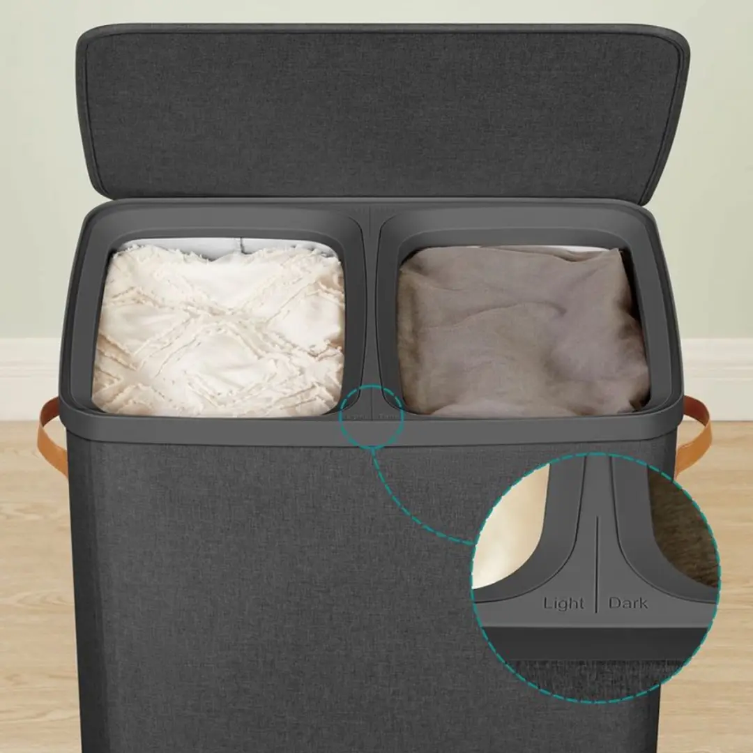 Songmics Wasmand 170L 2-vaks - Zwart