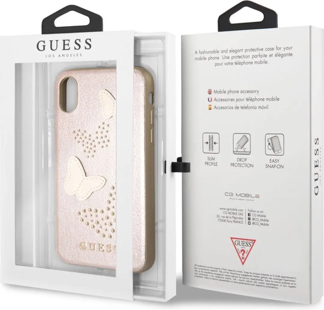 Guess Studs & Sparkle Design iPhone X/XS Hardcase - Roségoud