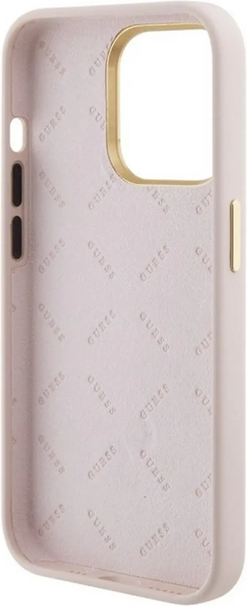 GUESS 4G Silicone Metal Logo Back Case - iPhone 15 Pro Roze