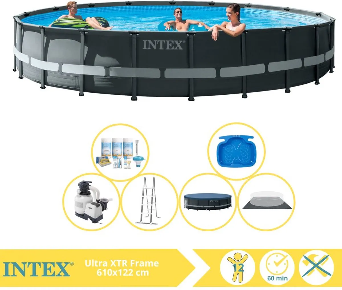 Intex Ultra XTR Frame 26334GN Opzetzwembad 610x122cm
