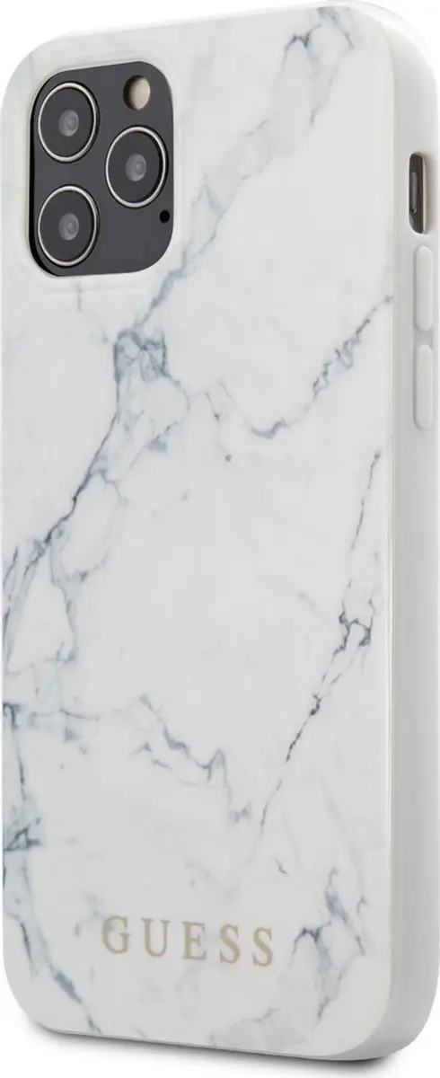 GUESS iPhone 12/12 Pro Backcase - Marmerlook Wit - S212-3