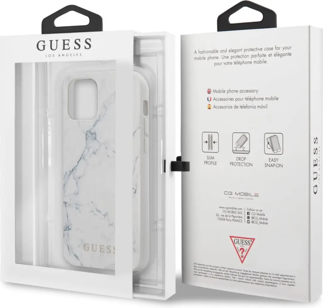 GUESS iPhone 12/12 Pro Backcase - Marmerlook Wit - S212-3
