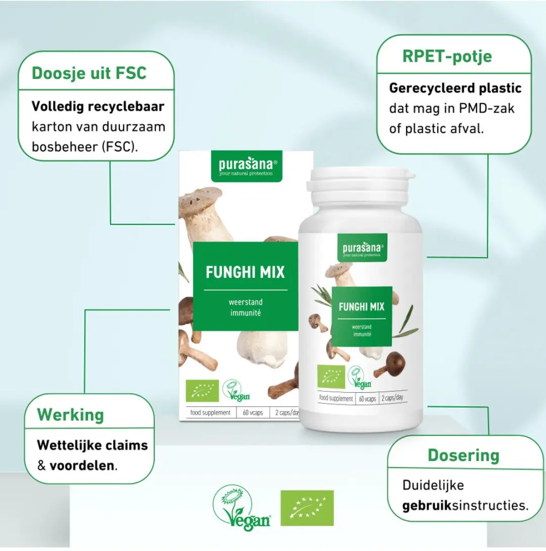Purasana Funghi Mix Capsules Bio - 60 Stuks