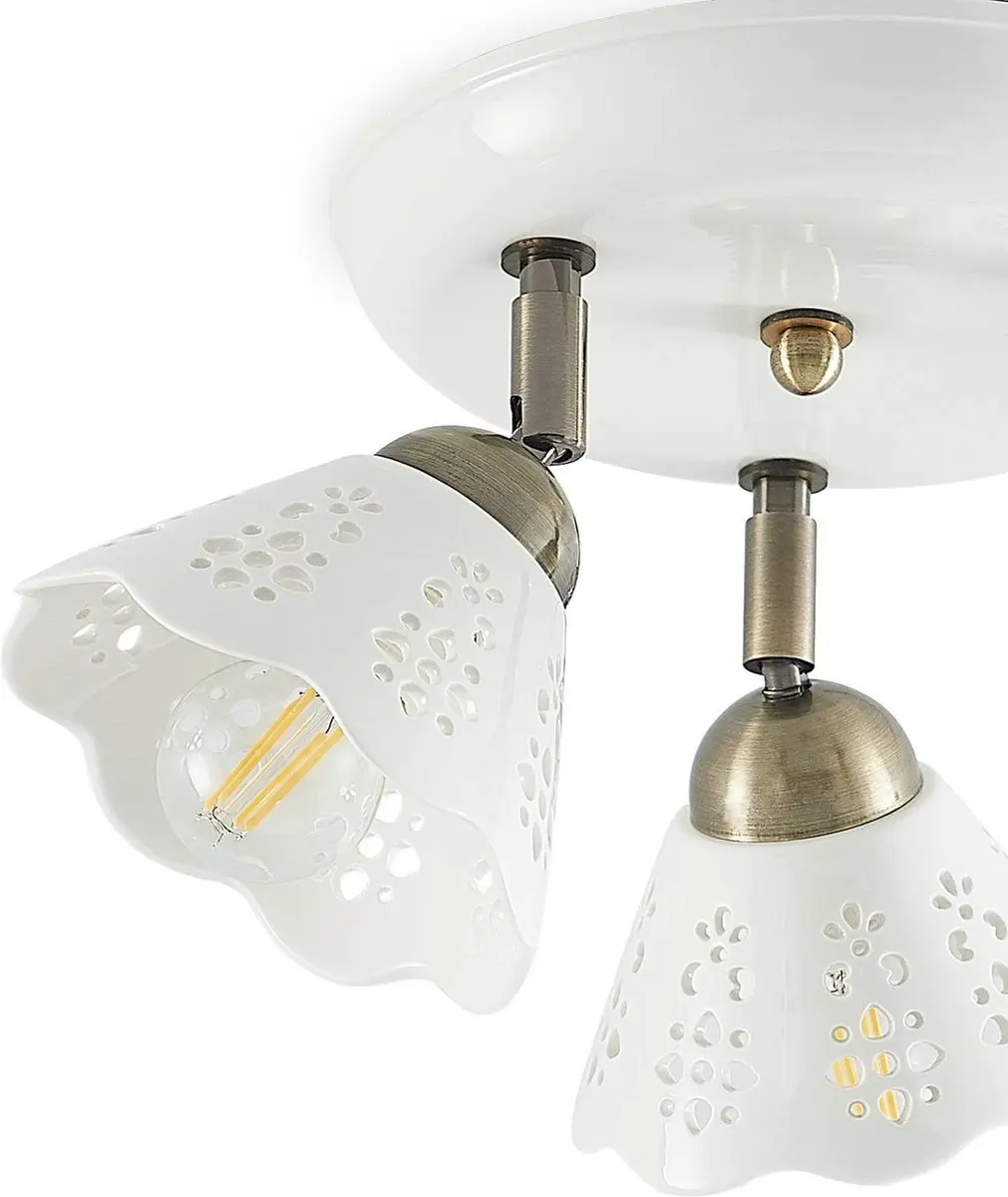 Lindby Buitenspot 3-lichts Keramiek E14 Wit/Brons