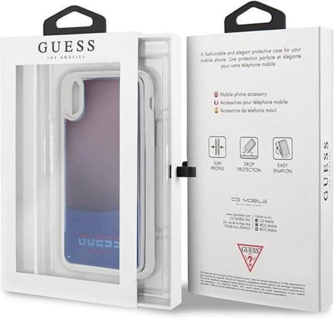 Guess Liquid Glow Back Case - iPhone X/XS Blauw