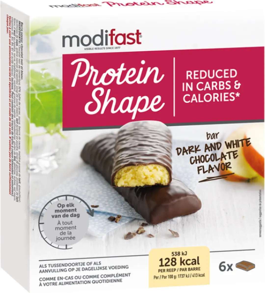 Modifast Protein Shape Bar - 6 Stuks (6x31g) - Donker & Wit