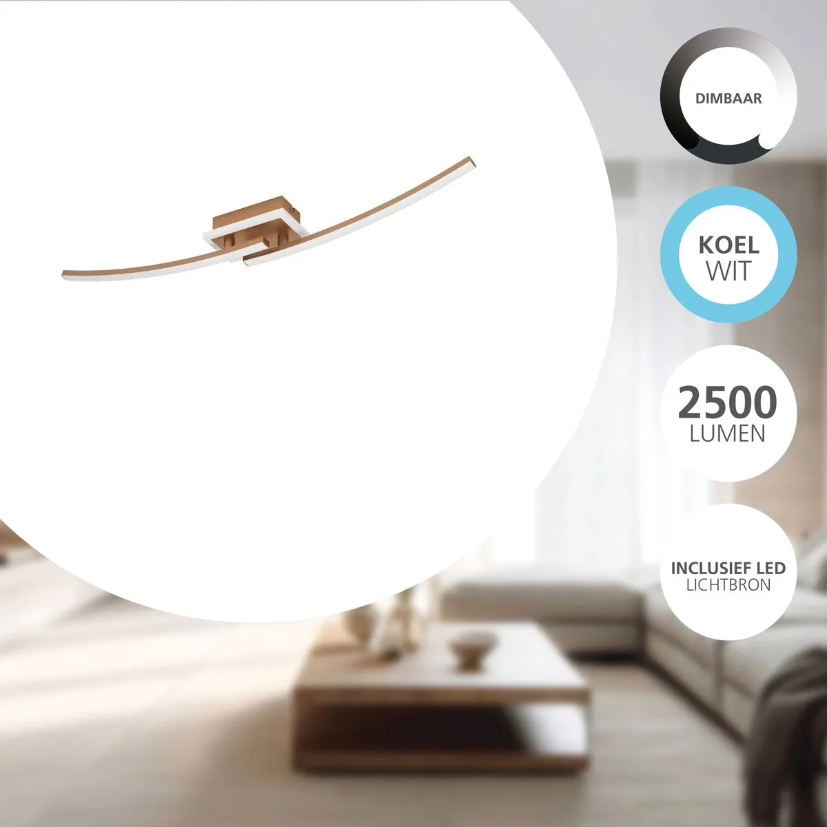Eglo Lungolago Plafondlamp LED 75cm - Brons/Wit - Dimbaar
