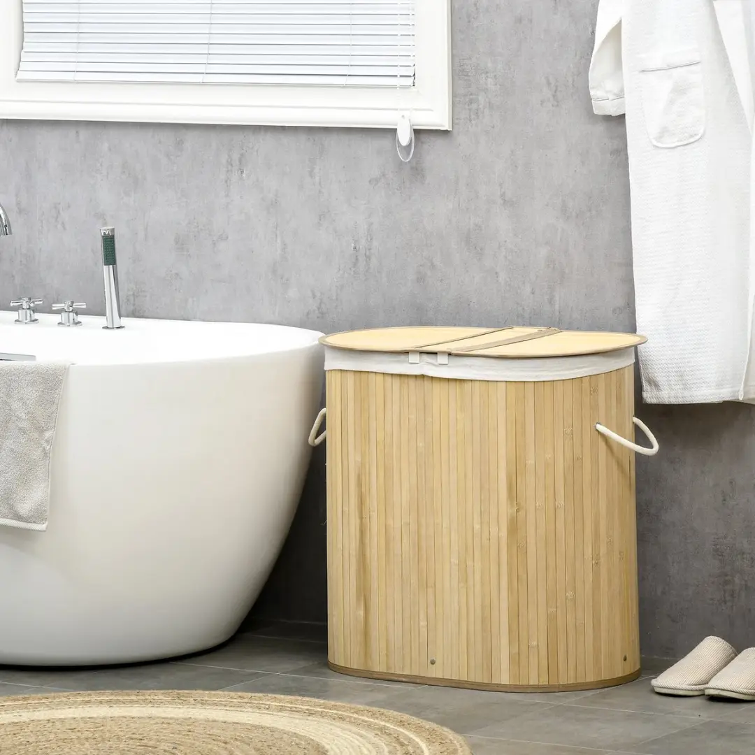 Homcom Wasmand met deksel 850-220V00 - Natur