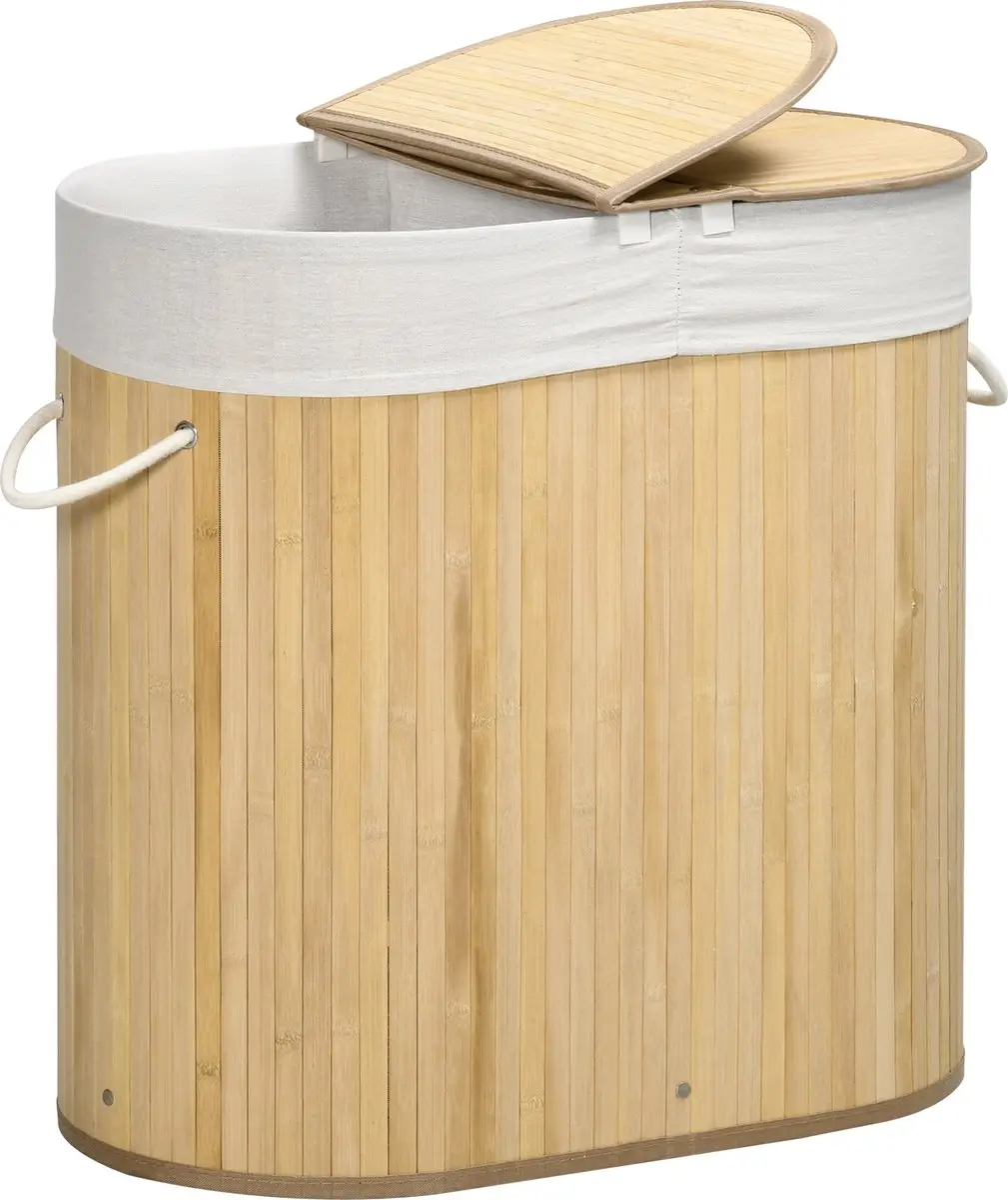 Homcom Wasmand met deksel 850-220V00 - Natur - afbeelding 6 van 6