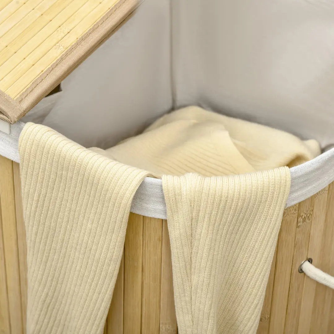 Homcom Wasmand met deksel 850-220V00 - Natur