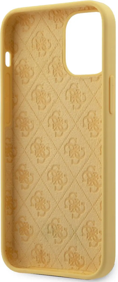 Guess Siliconen Metalen Logo Hoesje - iPhone 12 Mini - Geel