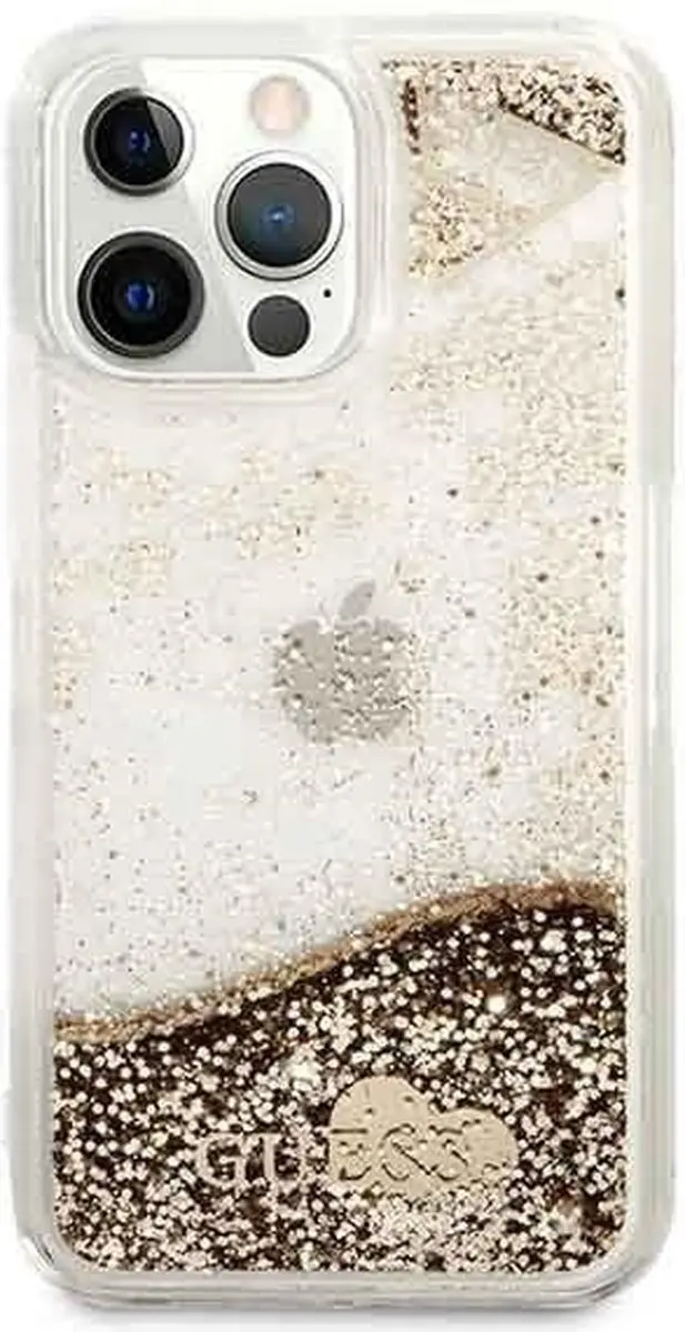 GUESS Charms Liquid Glitter Back Case Goud - Apple iPhone 14 Pro - afbeelding 6 van 6