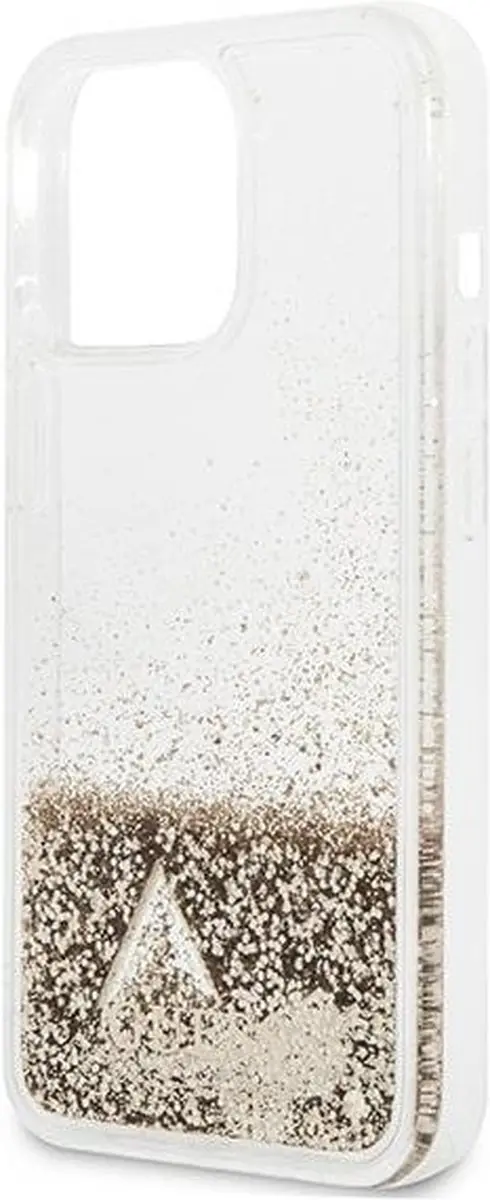 GUESS Charms Liquid Glitter Back Case Goud - Apple iPhone 14 Pro