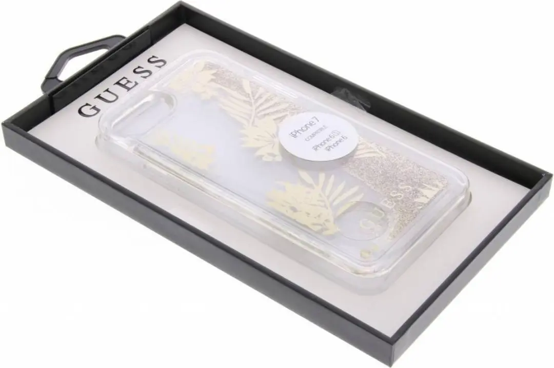 Guess Palm Spring Glitter Hoesje - Goud - iPhone 7/8