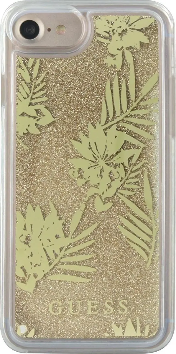 Guess Palm Spring Glitter Hoesje - Goud - iPhone 7/8